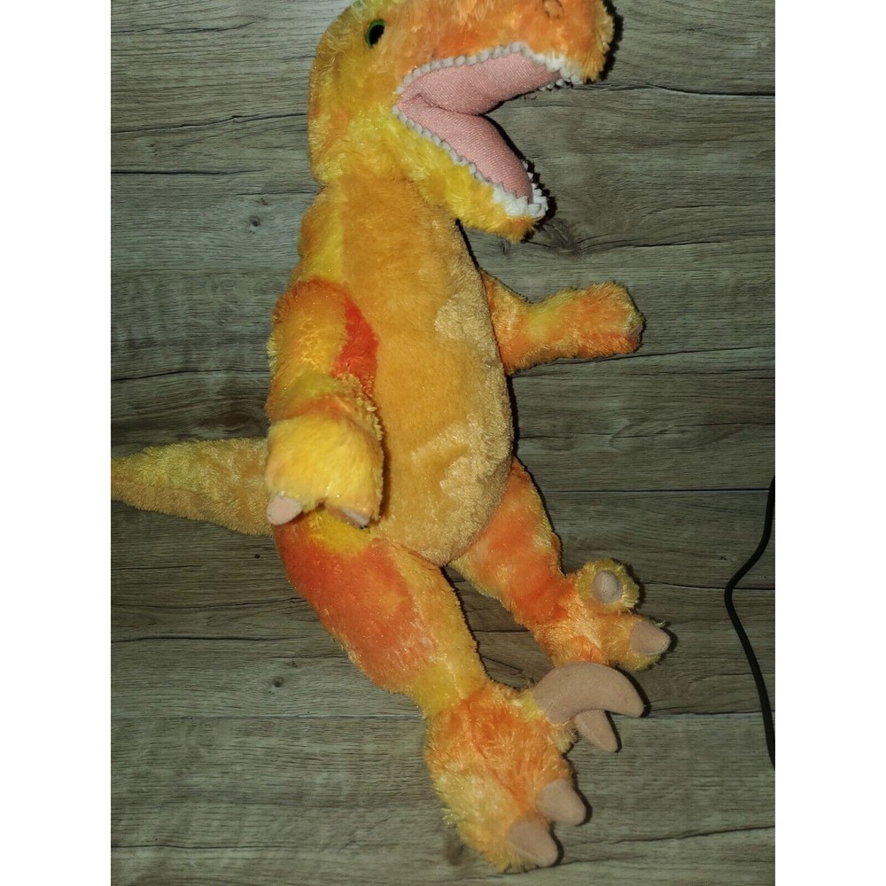 Build A Bear Velociraptor T Rex Dinosaur Plush With Sounds Orange Yellow 17” EUC